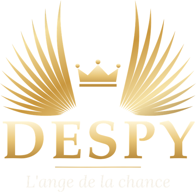 Despy, l'ange de la chance : logo officiel, ailes dorées et couronne